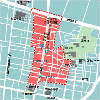 つくばエクスプレス浅草駅周辺→清川自転車保管所（清川2丁目24番26号)