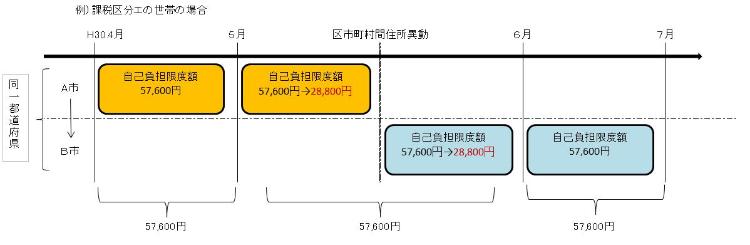 転出月の自己負担額の図